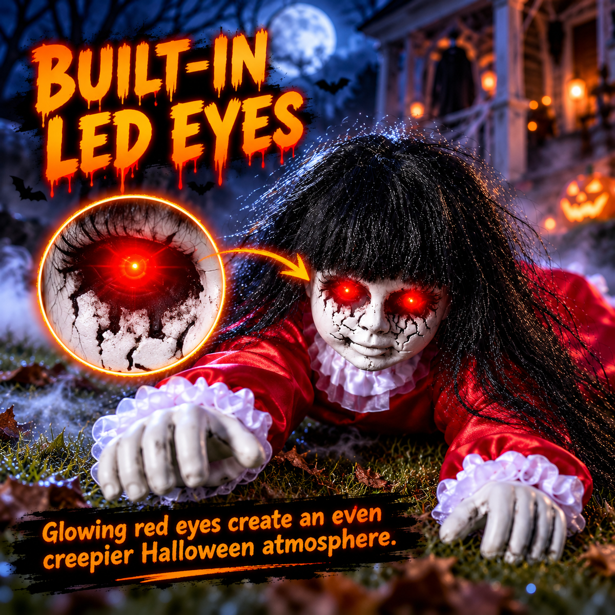 Crawling Ghost Doll - Red Eyes & Scary Sounds