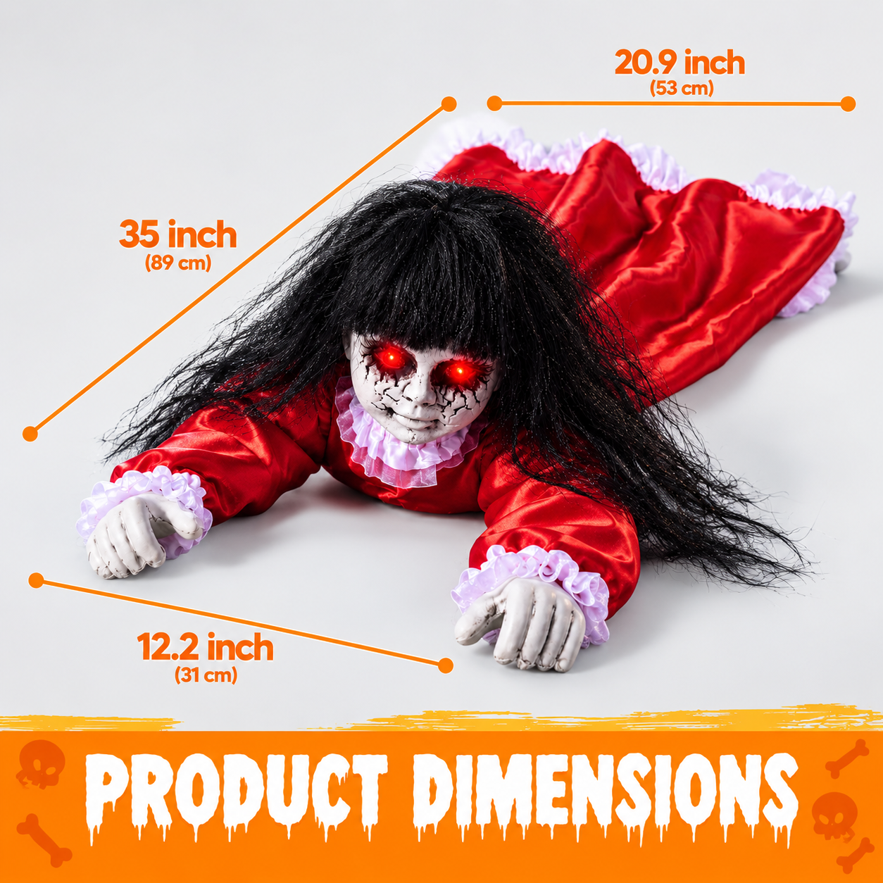 Crawling Ghost Doll - Red Eyes & Scary Sounds
