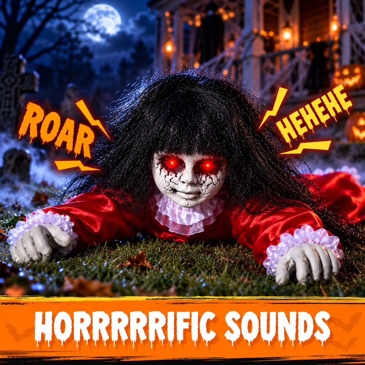 Crawling Ghost Doll - Red Eyes & Scary Sounds