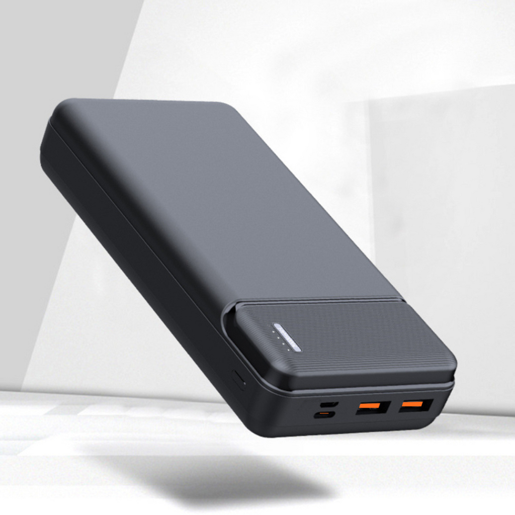 Black power bank on a white background